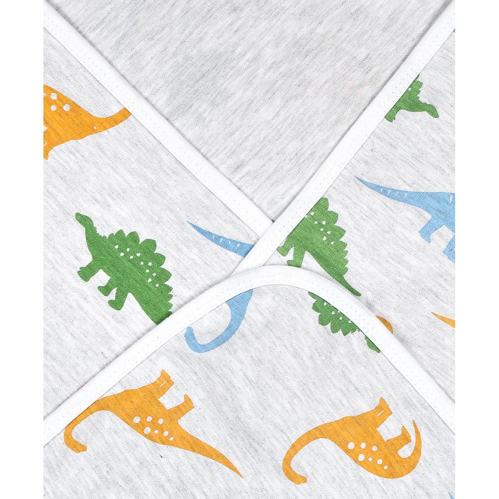 100% Cotton Interlock Hooded Baby Wrapper Dino Print & White Pack of 2