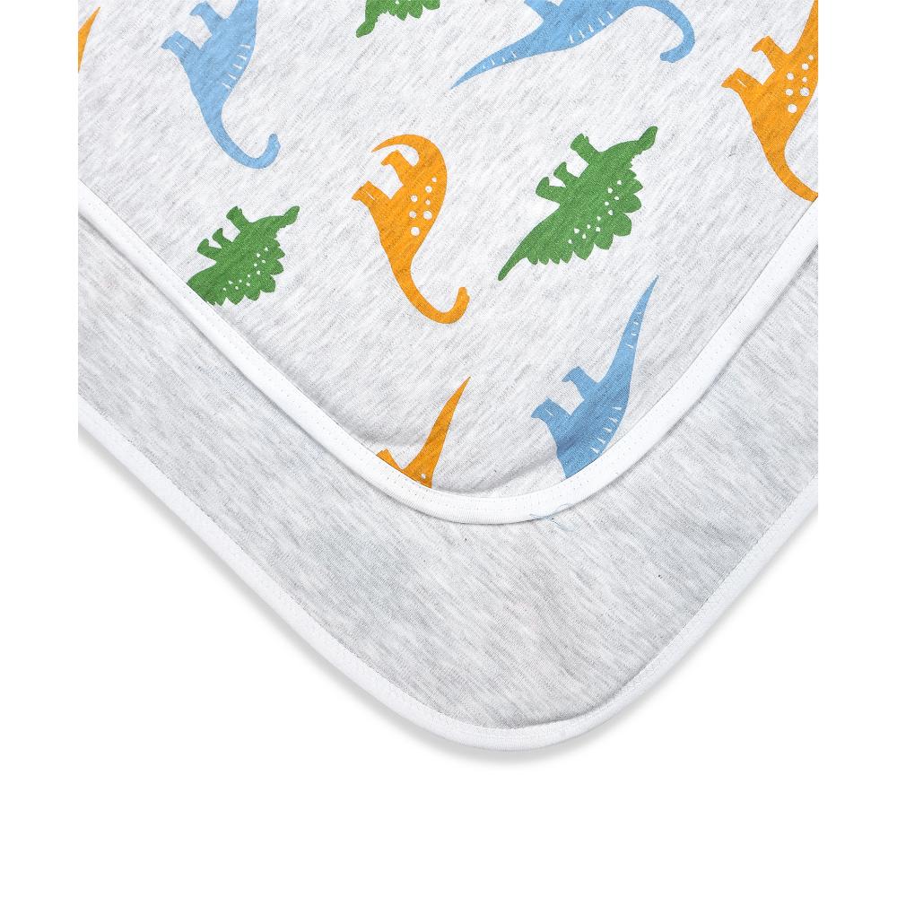 100% Cotton Interlock Hooded Baby Wrapper Dino Print & White Pack of 2