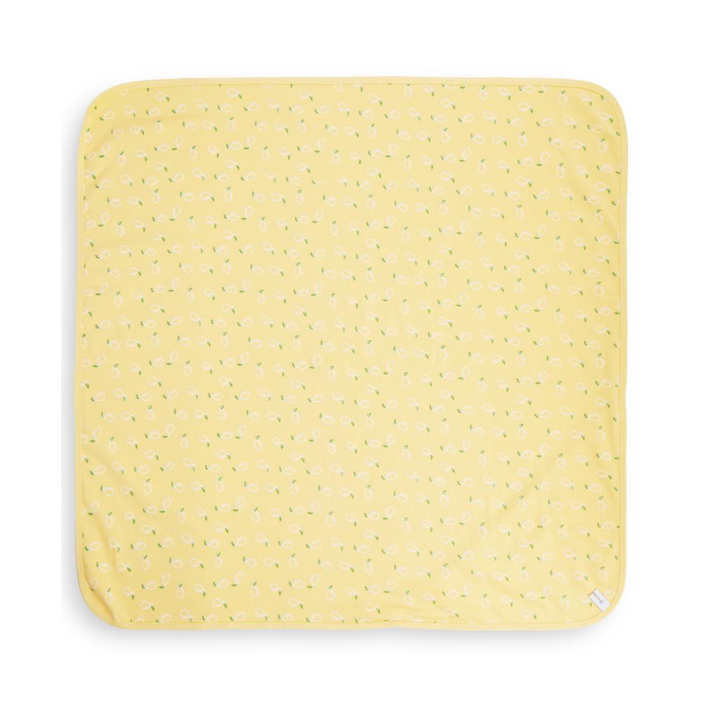 100% Cotton Interlock Hooded Baby Wrapper Lemon Print & White Pack of 2