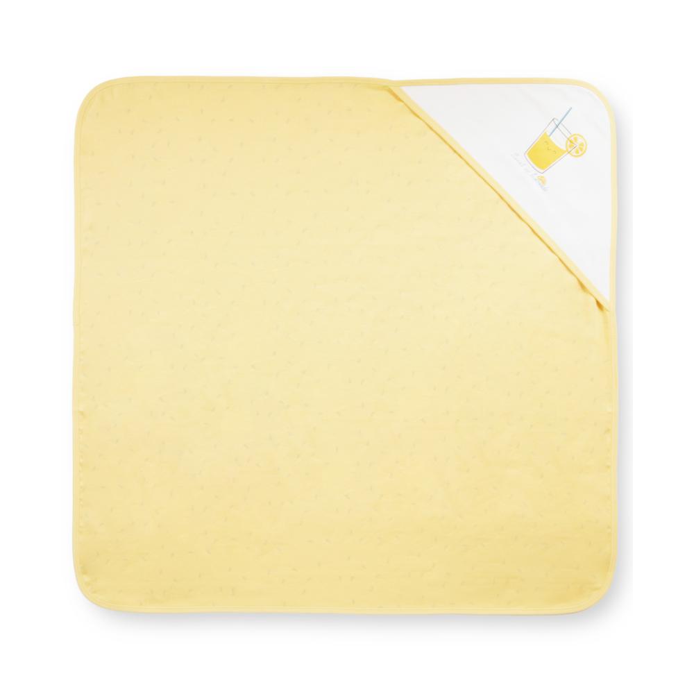 100% Cotton Interlock Hooded Baby Wrapper Lemon Print & White Pack of 2