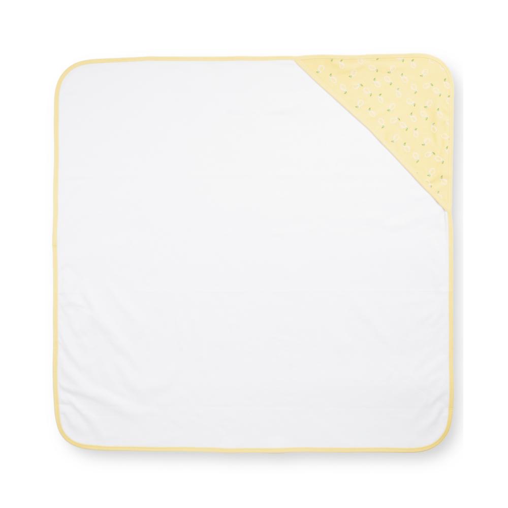 100% Cotton Interlock Hooded Baby Wrapper Lemon Print & White Pack of 2
