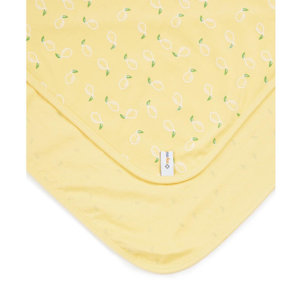 100% Cotton Interlock Hooded Baby Wrapper Lemon Print & White Pack of 2