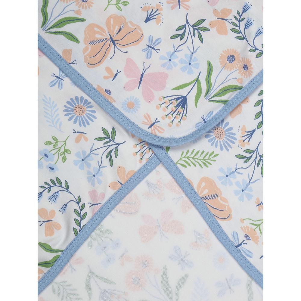 100% Cotton Interlock Hooded Baby Wrapper Butterfly Print & Blue Bell Pack of 2