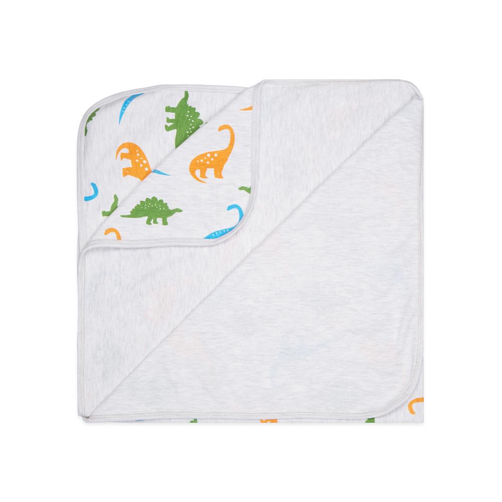 100% Cotton Interlock Baby Wrapper Dino Print & White Pack of 2