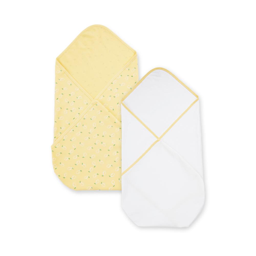 100% Cotton Interlock Baby Wrapper Lemon Print & White Pack of 2