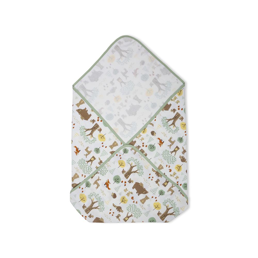 100% Cotton Interlock Baby Wrapper Woodland Wonders Print & Sage Green Pack of 2