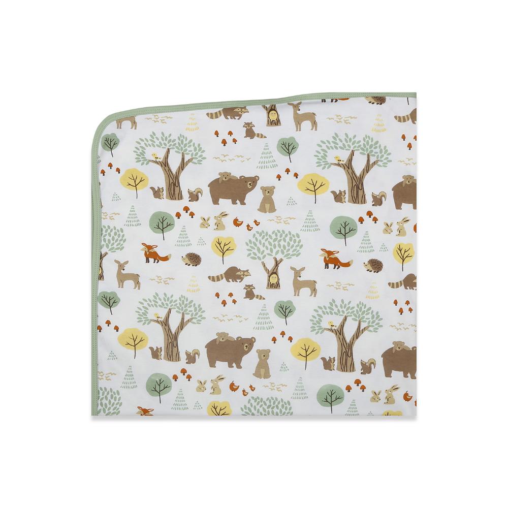 100% Cotton Interlock Baby Wrapper Woodland Wonders Print & Sage Green Pack of 2