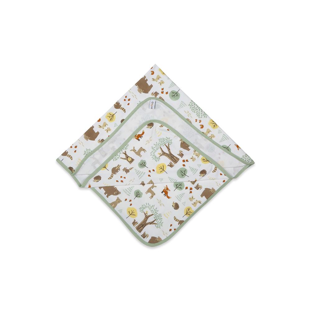 100% Cotton Interlock Baby Wrapper Woodland Wonders Print & Sage Green Pack of 2