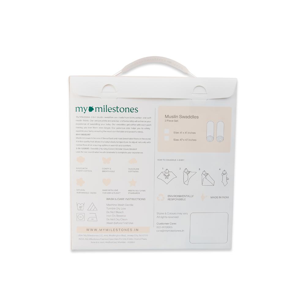 3 in 1 Muslin Swaddle Wrapper Pack of 2 (Size 41x41 Inches) Barnyard Print & Yellow