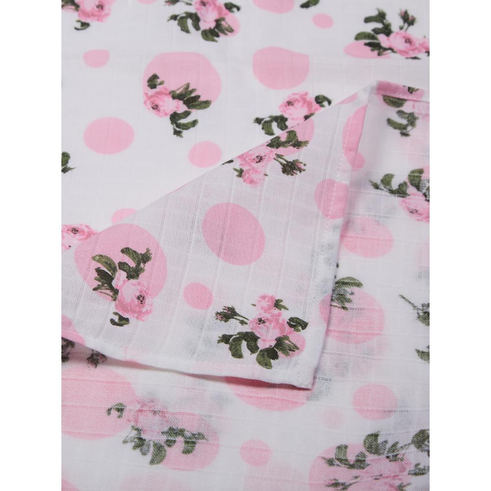 3 in 1 Muslin Swaddle Wrapper Pack of 2 (Size 41x41 Inches) Tea Rose Print & Pink