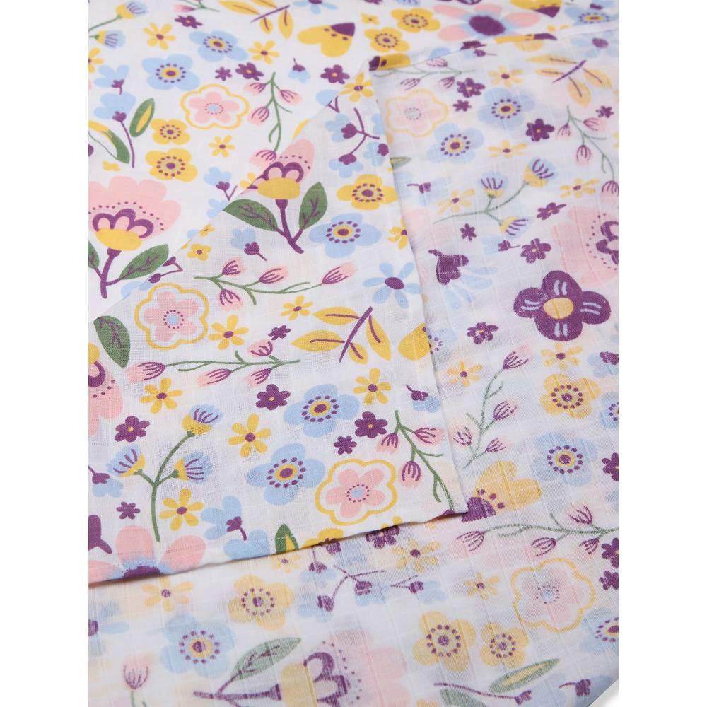 3 in 1 Muslin Swaddle Wrapper Pack of 2 (Size 41x41 Inches) Floral Print & Pink