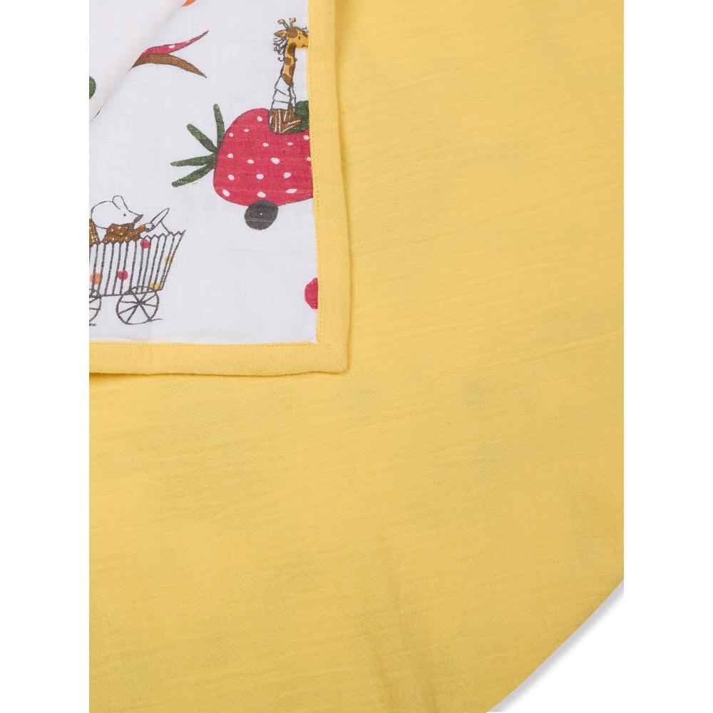 100% Premium Cotton 4/6 Layered Baby Muslin Blanket Racing Car Print - Yellow - (43x43 Inches)