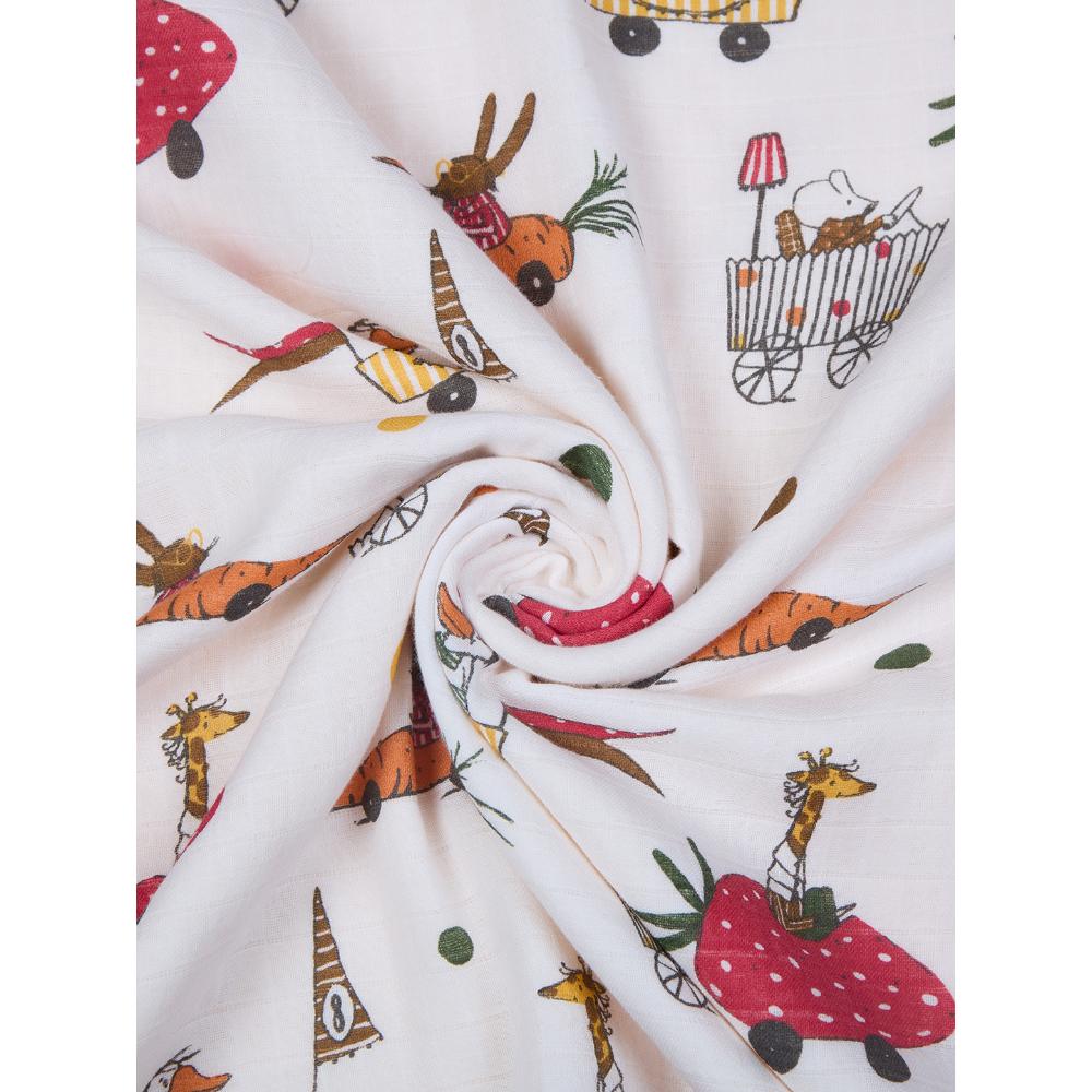 100% Premium Cotton 4/6 Layered Baby Muslin Blanket Racing Car Print - Yellow - (43x43 Inches)