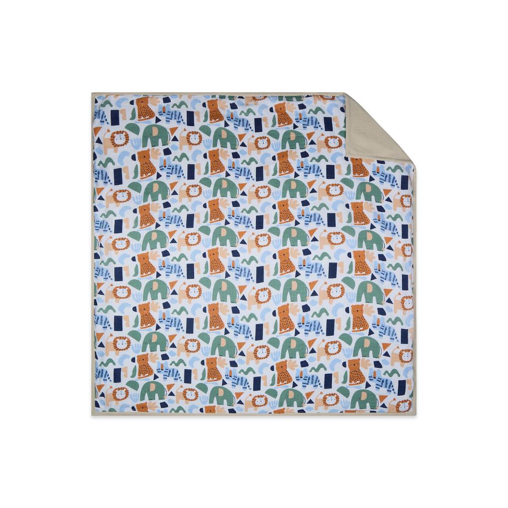 100% Premium Cotton 4 /6 Layered Baby Muslin Blanket Animal Print - Oatmeal - (43x43 Inches)