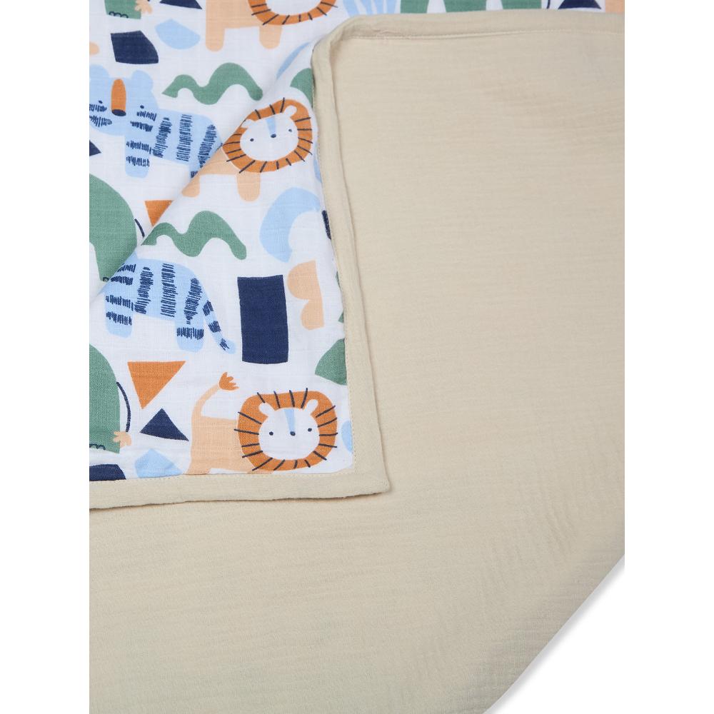 100% Premium Cotton 4 /6 Layered Baby Muslin Blanket Animal Print - Oatmeal - (43x43 Inches)
