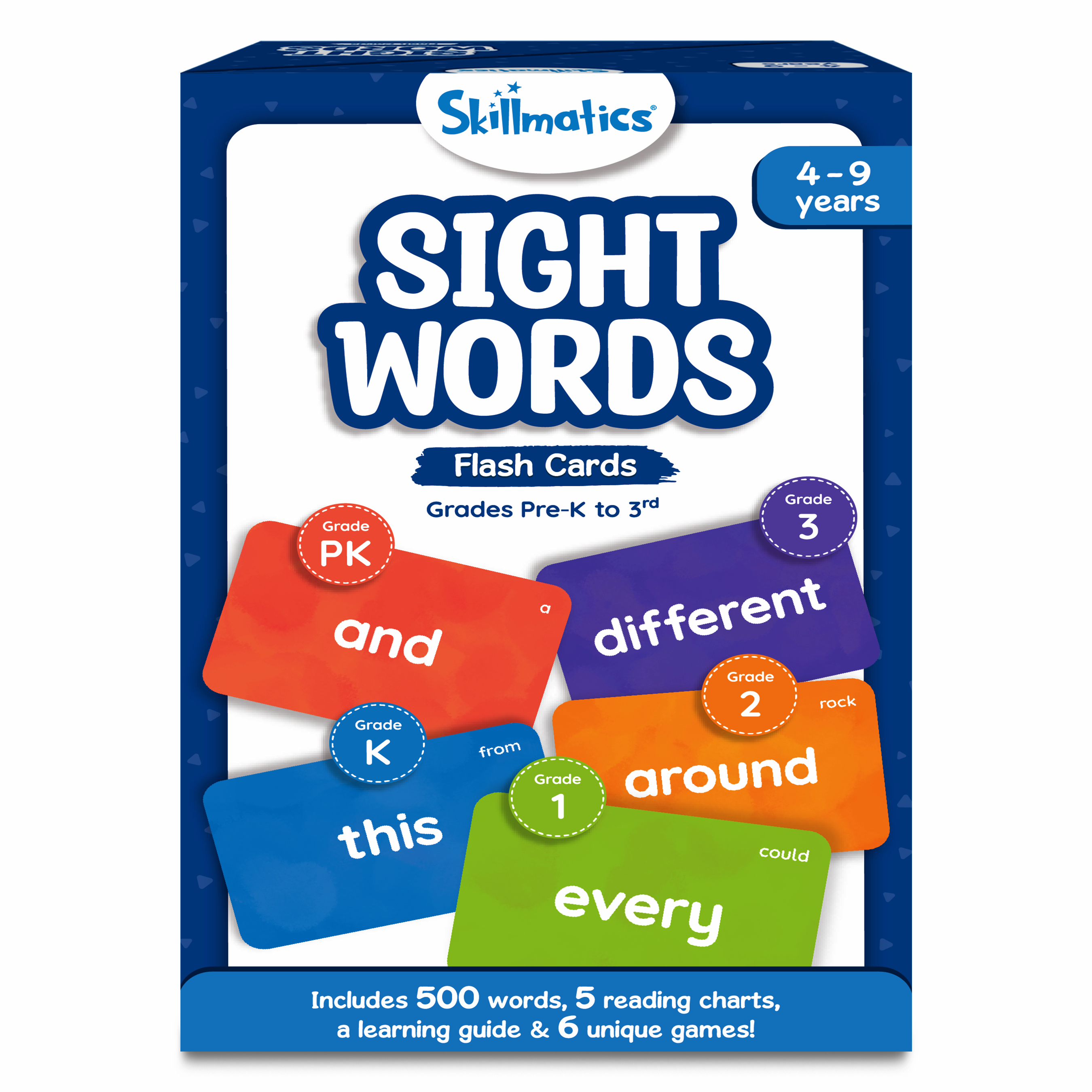 Skillmatics Flash Cards - 500 Sight Words, for Preschool (Pre-K), Kindergarten,1st, 2nd, 3rd Grade, Includes The Dolch & Fry Word List & 6 Unique Games