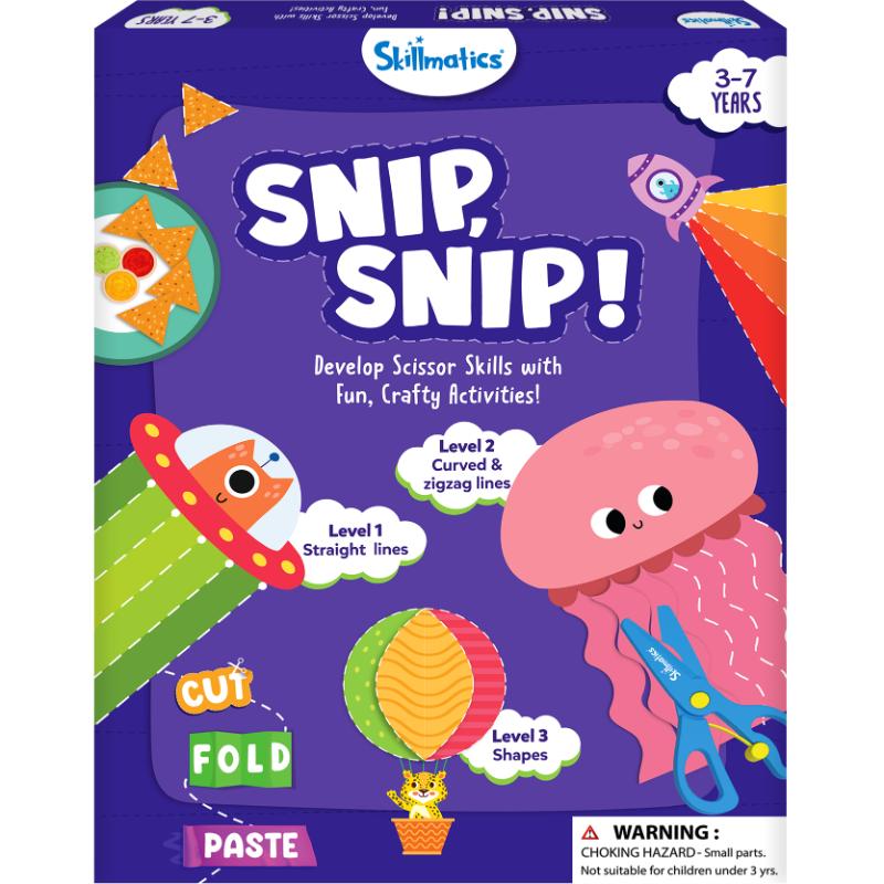 Skillmatics Art & Craft Activity Kit - Snip, Snip, Practice Scissor Skills with Activity Book, Craft Kits, 25 DIY Activities, Gifts for Ages 3 to 7