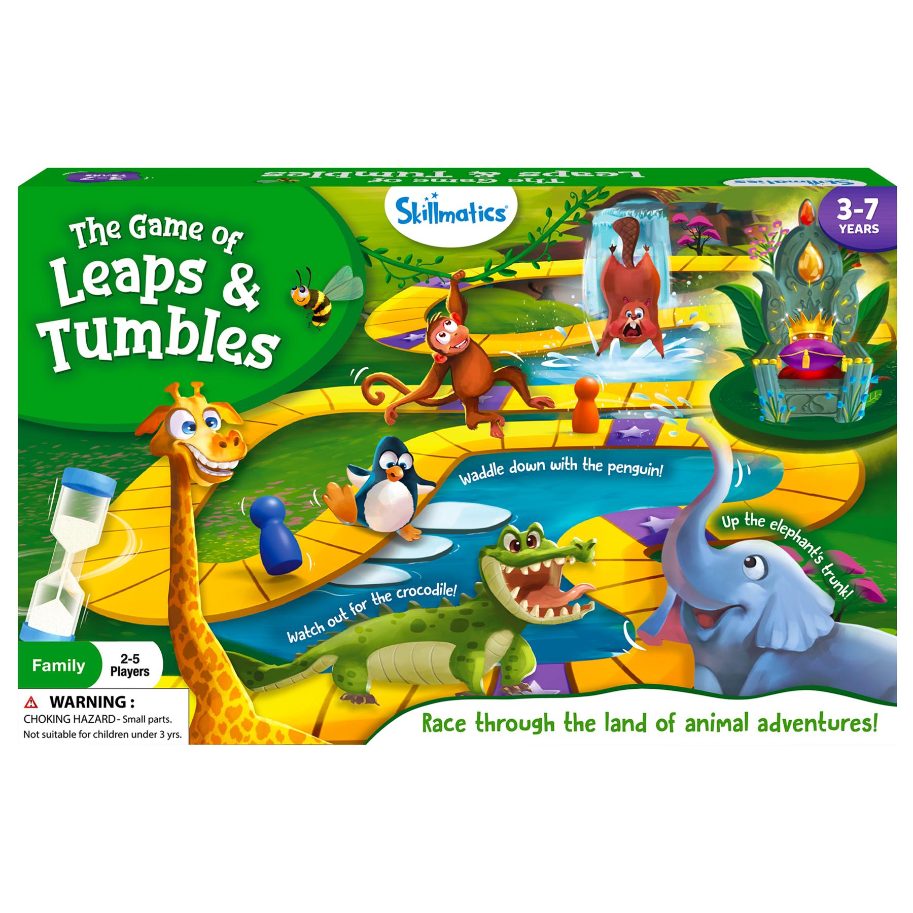 Skillmatics Board Game - Leaps & Tumbles, Race Through The Land of Animal Adventures, Classic Game with a Twist for Ages 3 to 7