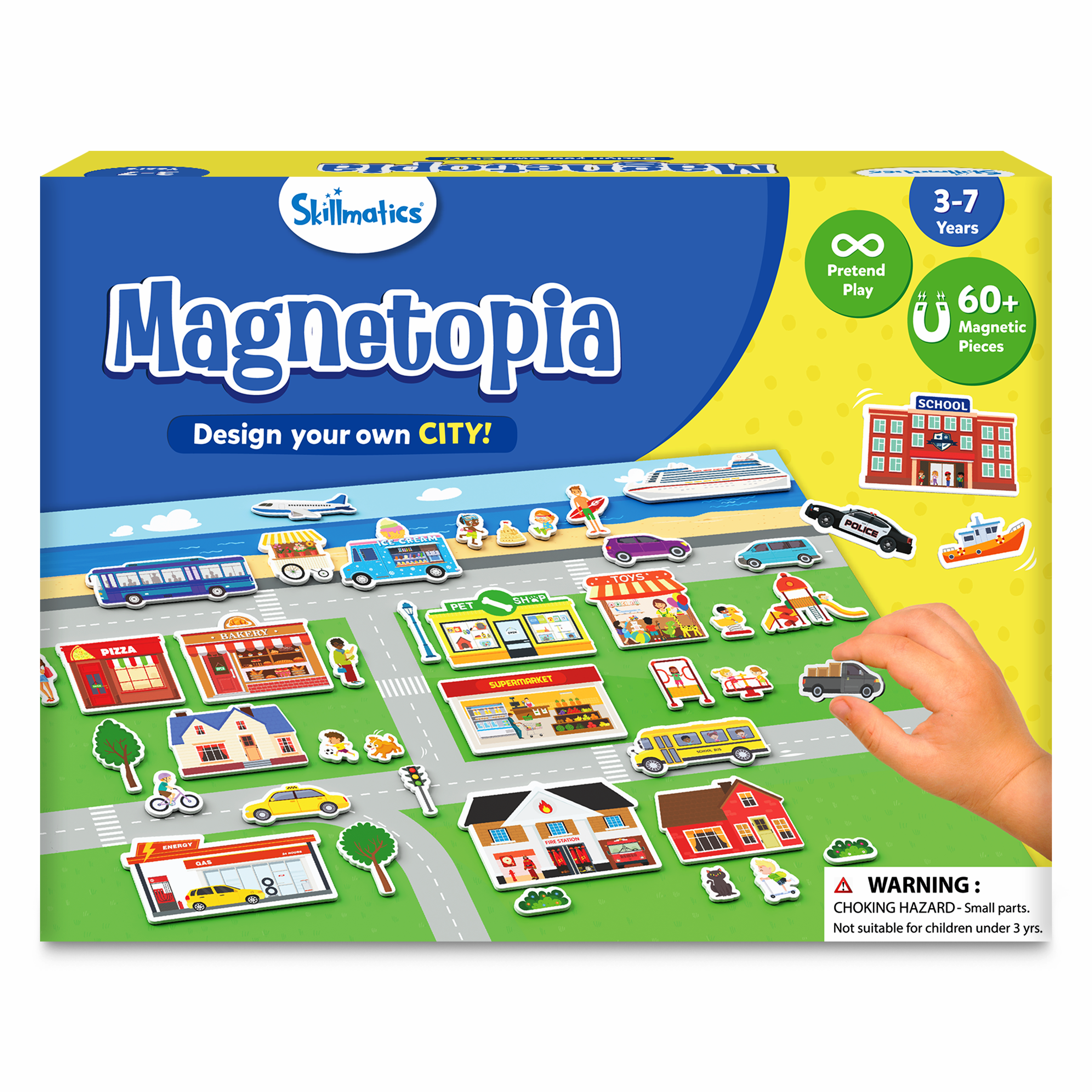 Skillmatics Creative Toy Magnetopia - Design Your City, Interactive Pretend Play Set For Kids, Toddlers, 60+ Magnetic Pieces, Preschool Learning Game, Gifts for Boys & Girls Ages 3, 4, 5, 6, 7