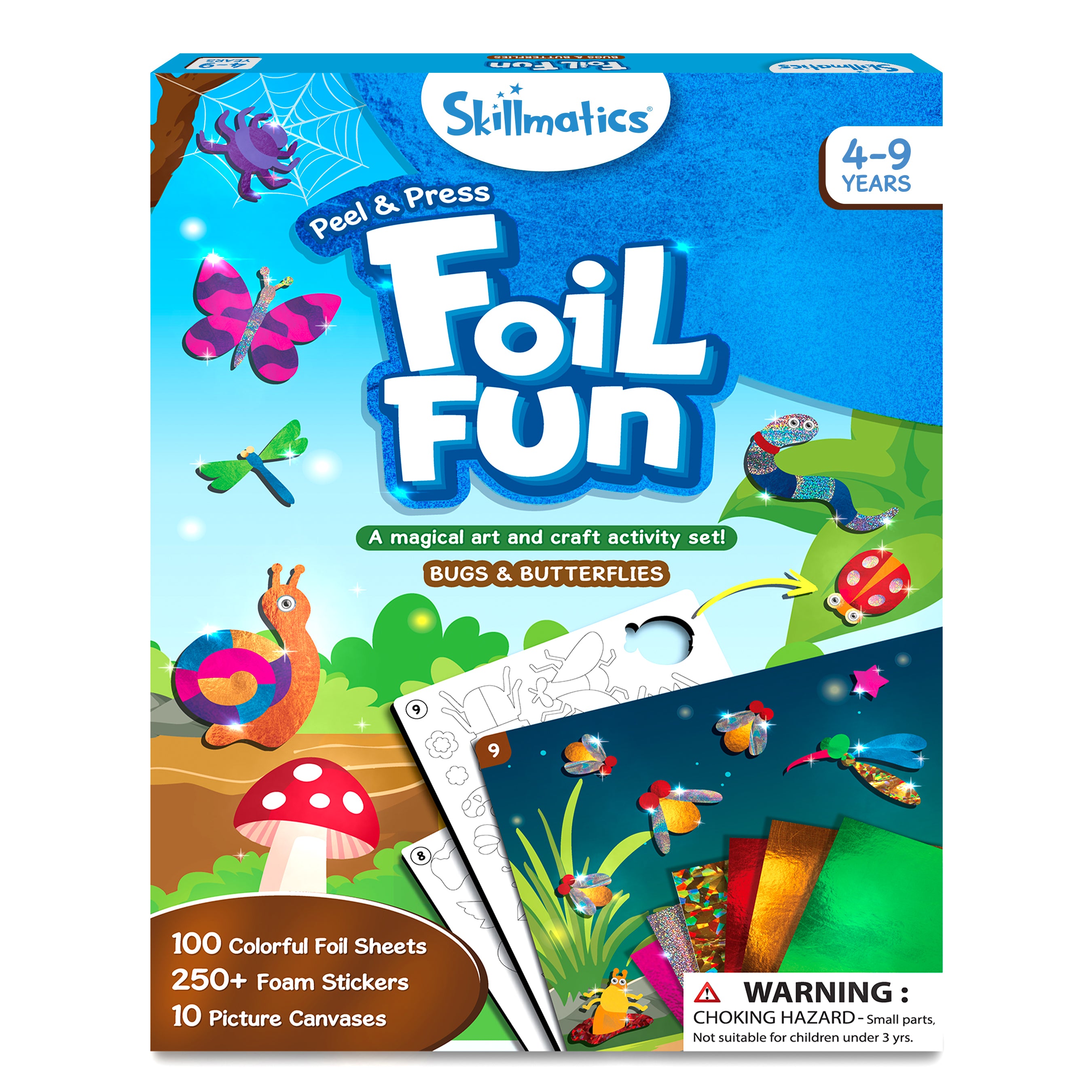 Skillmatics Art & Craft Activity - Foil Fun Bugs & Butterflies, No Mess Art for Kids, Craft Kits & Supplies, DIY Creative Activity, Gifts for Boys & Girls Ages 4, 5, 6, 7, 8, 9, Travel Toys