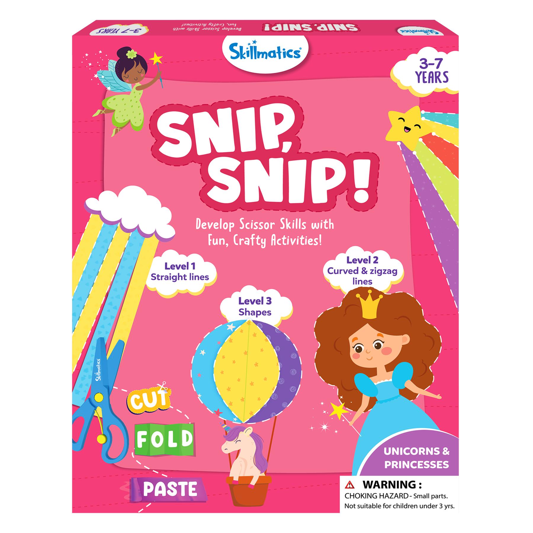 Skillmatics Art & Craft Activity Kit - Snip, Snip Unicorn & Princesses, Practice Scissor Skills, Craft Kits, 25 DIY Activities, Gifts for Ages 3 to 7