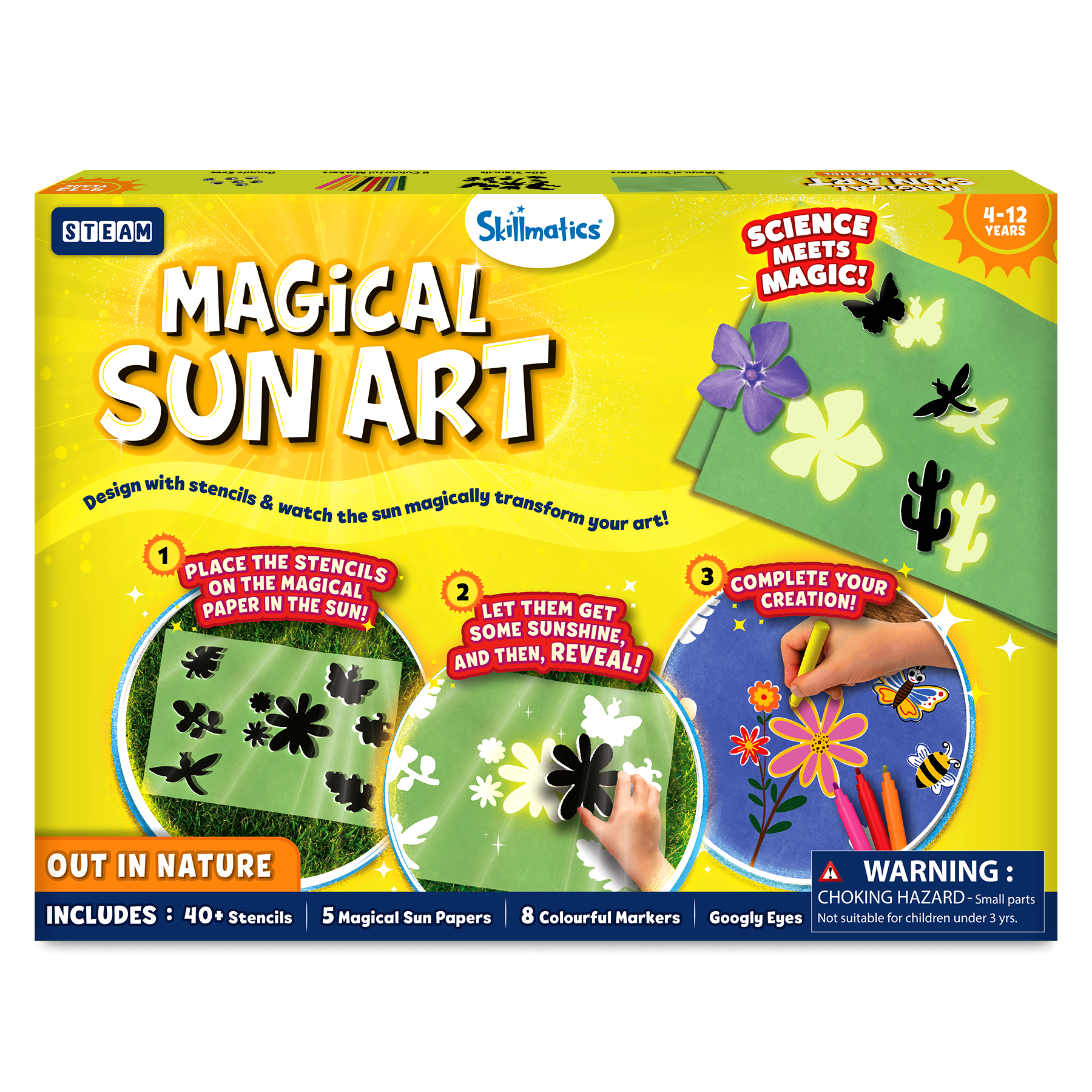 Skillmatics Sun Paper Art Kit - Nature, DIY Craft Kits & Supplies, STEM Toys, Mess-Free Creative Fun for Kids, Colouring, Painting, Gifts for Girls & Boys Ages 4, 5, 6, 7, 8, 9, 10, 11, 12