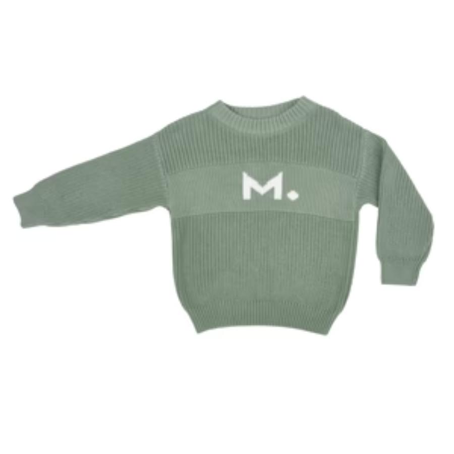 Letter Jumper - Lily Pad; Letter: Ivory; Panel: Lily Pad