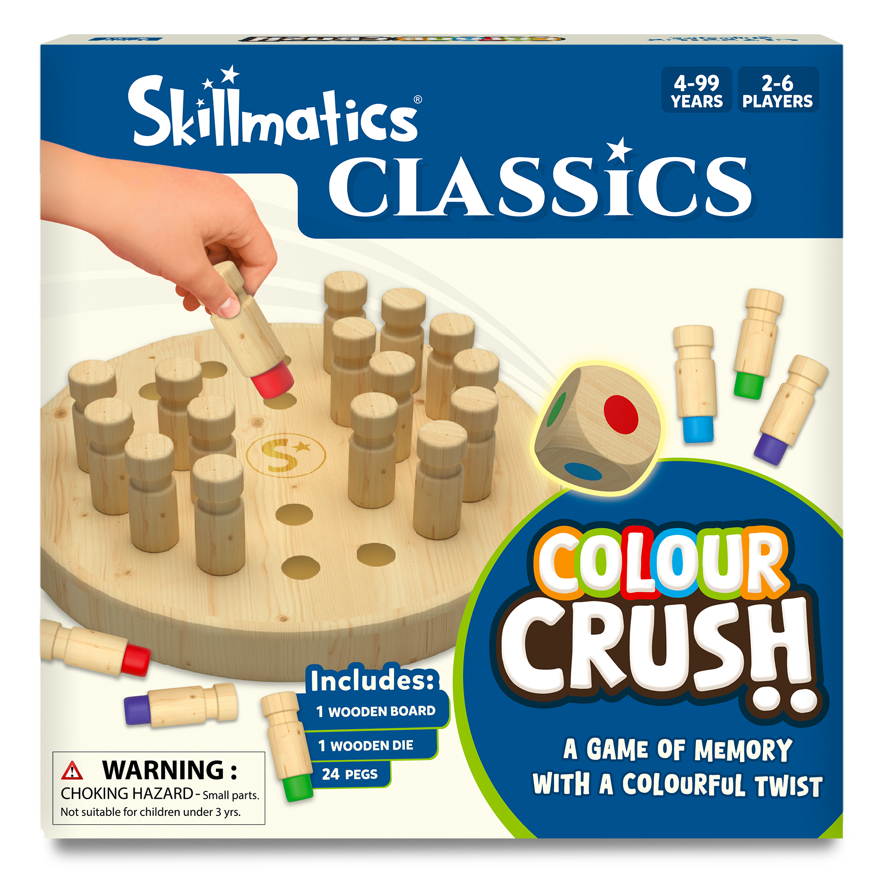 Skillmatics Colour Crush - Thrilling Memory Game, Fast-Paced Board & Travel Game, Fun for Family Game Night, Brain Teasers, Wooden Toys, Gifts for Kids, Teens & Adults, Ages 4, 5, 6, 7, & Up