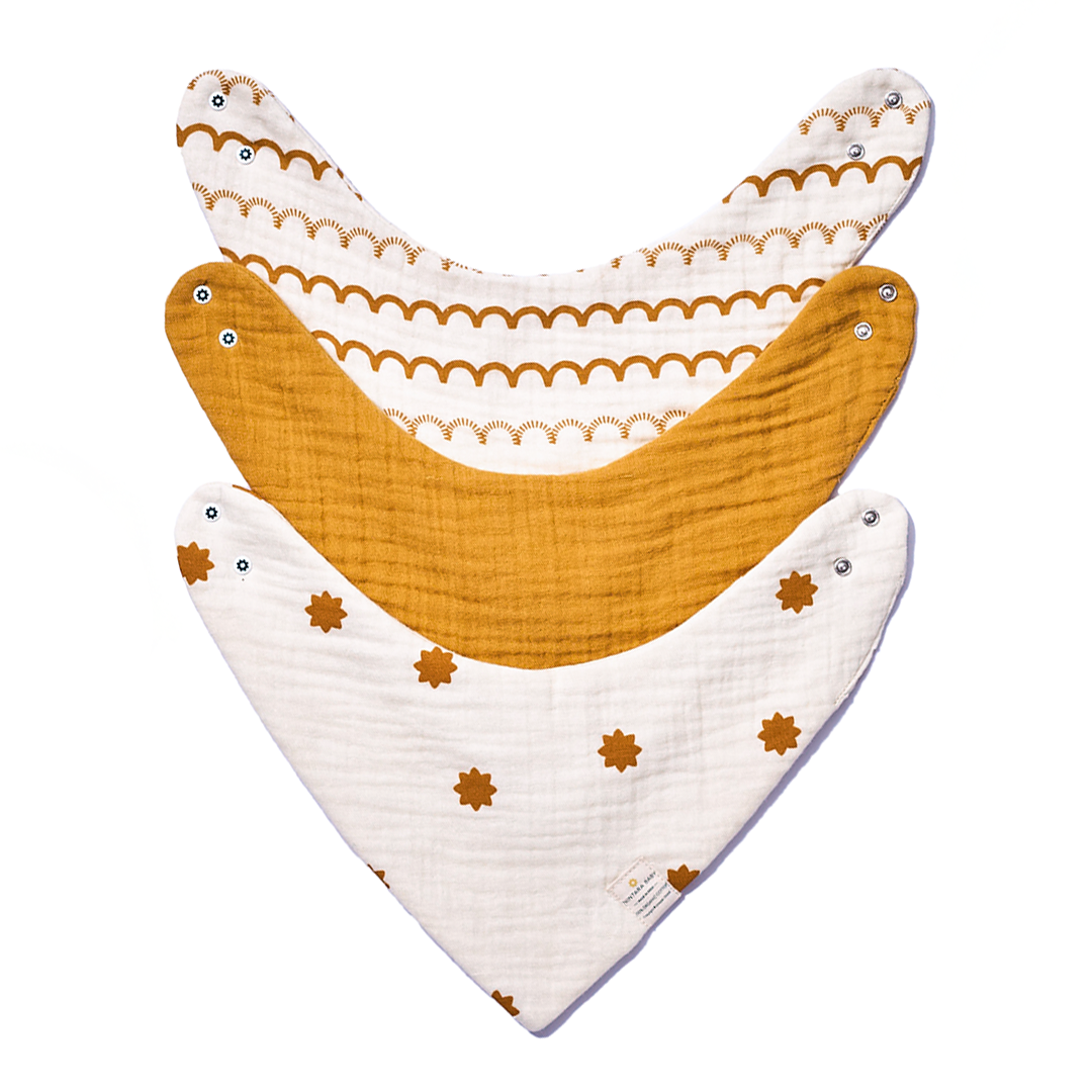 Nintara Baby Bandana Bibs - 100% Organic Premium Muslin Cotton, Absorbent, Soft, Adjustable Snap Buttons, Reversible, 6-Layers for Drooling, Teething, Feeding, Gifts for Babies Ages 0-3