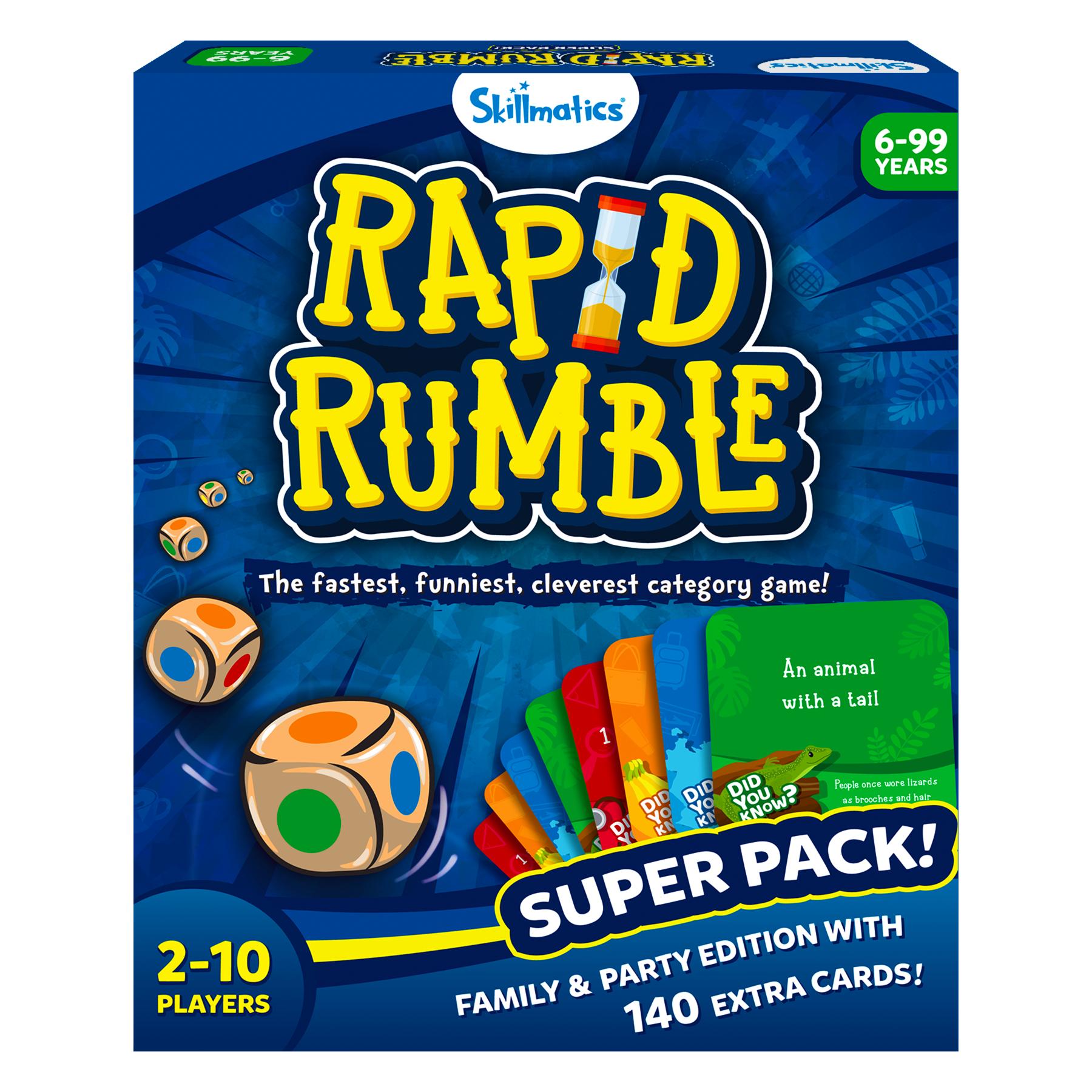 Skillmatics Board Game - Rapid Rumble Super Pack, Family & Party Edition with 140 Extra Cards