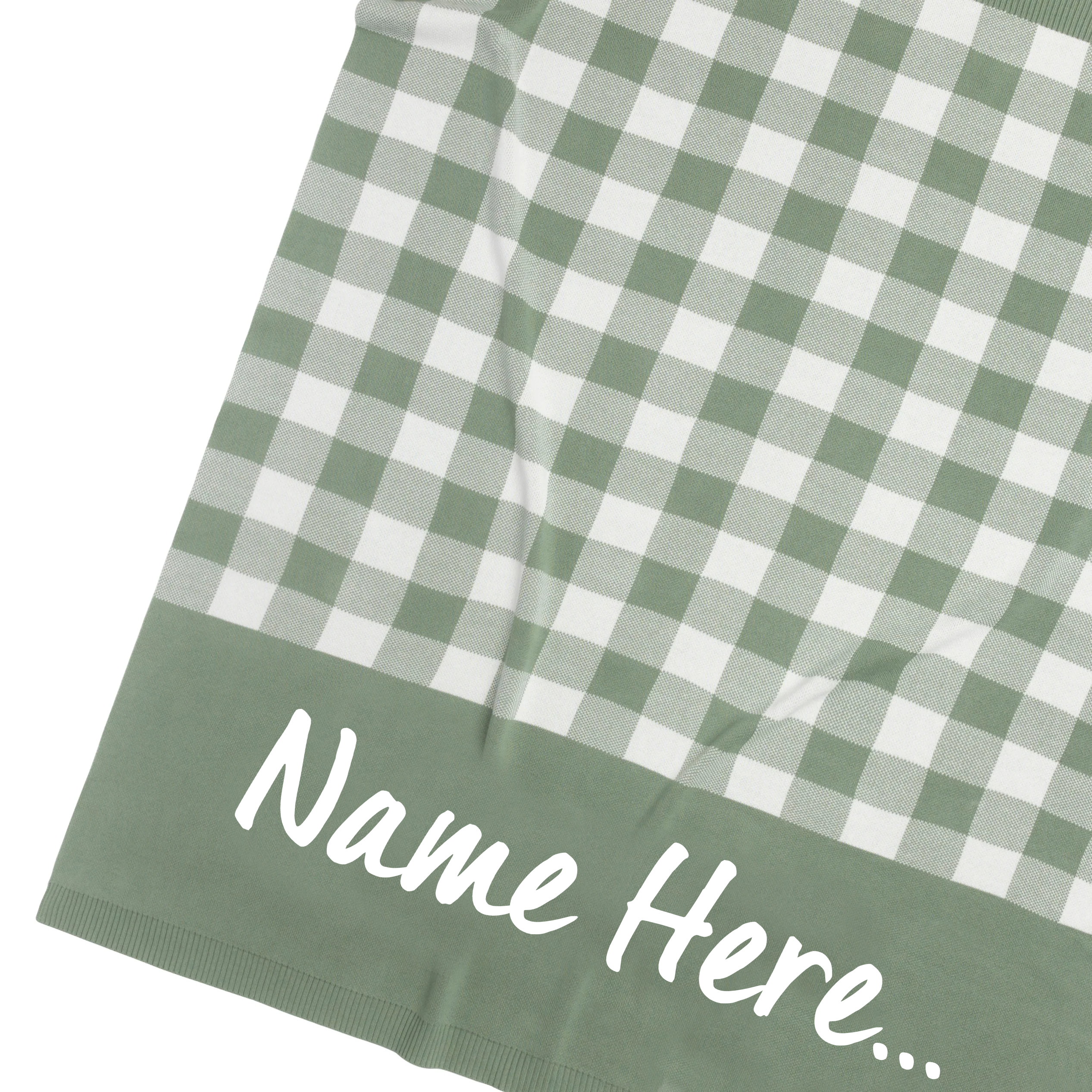Gingham Check Misty Rose & Ivory Personalised Name Blanket