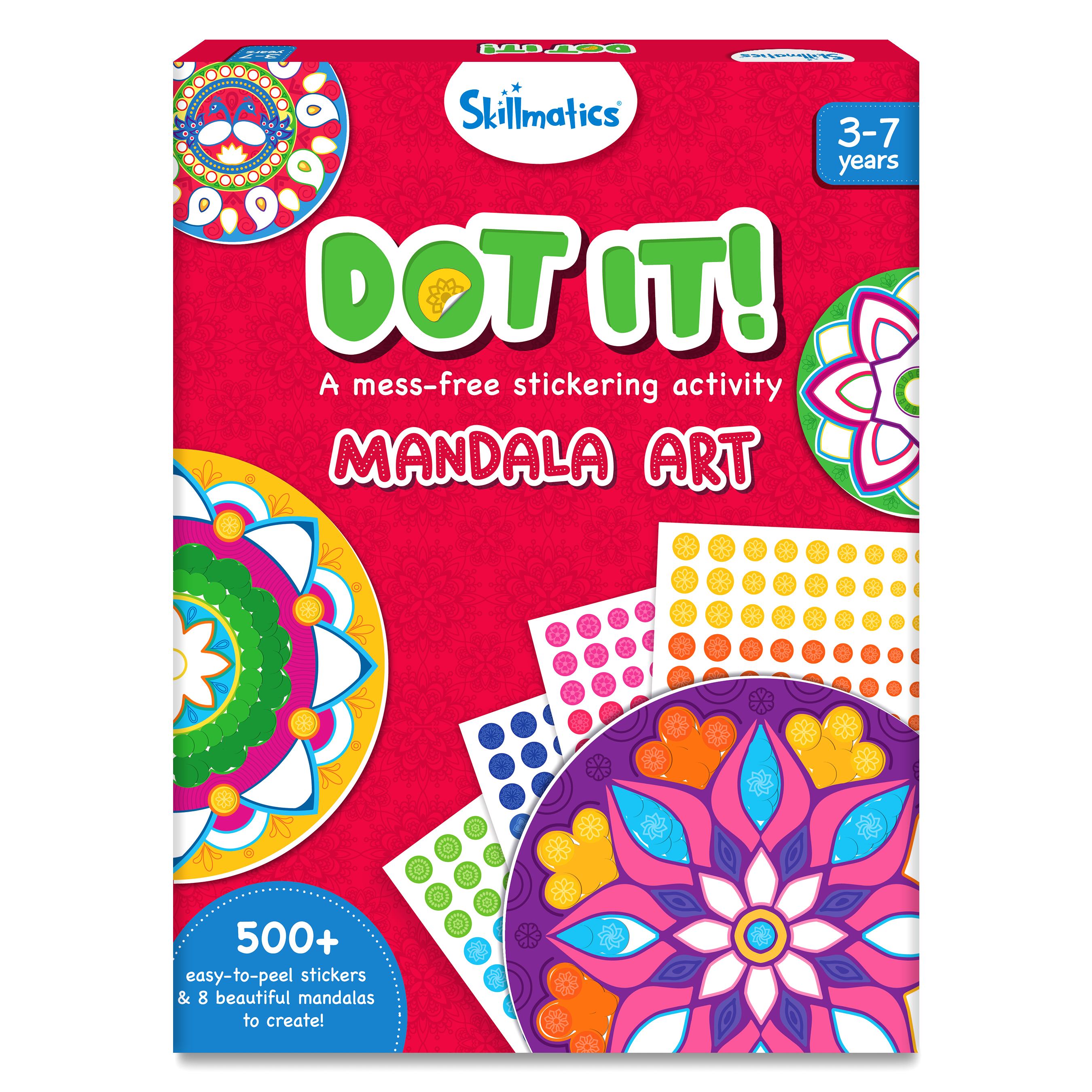 Skillmatics Art Activity - Dot It Mandala Art, No Mess Sticker Art for Kids, Craft Kits, DIY Activity, Gifts for Girls & Boys Ages 3, 4, 5, 6, 7, Travel Toys for Toddlers