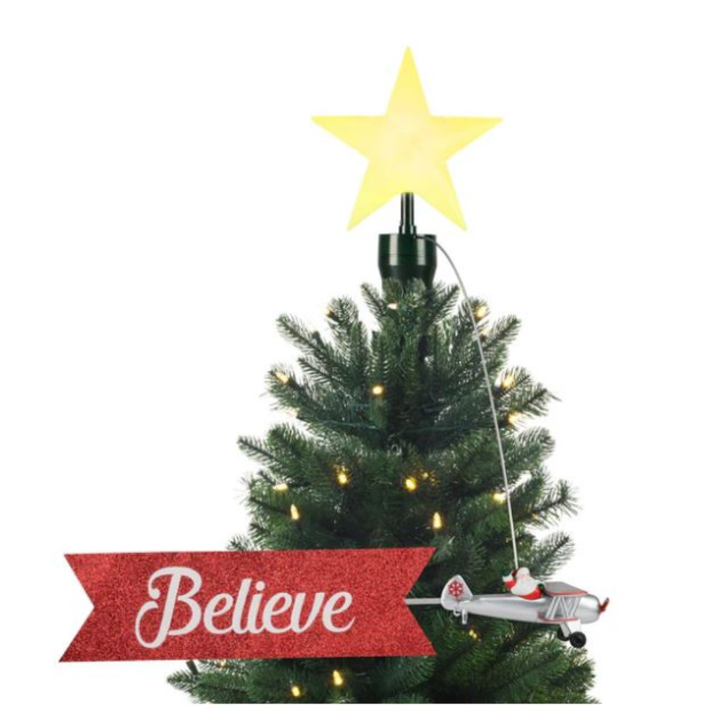 Mr. Christmas Animated Biplane Tree Topper with Banner