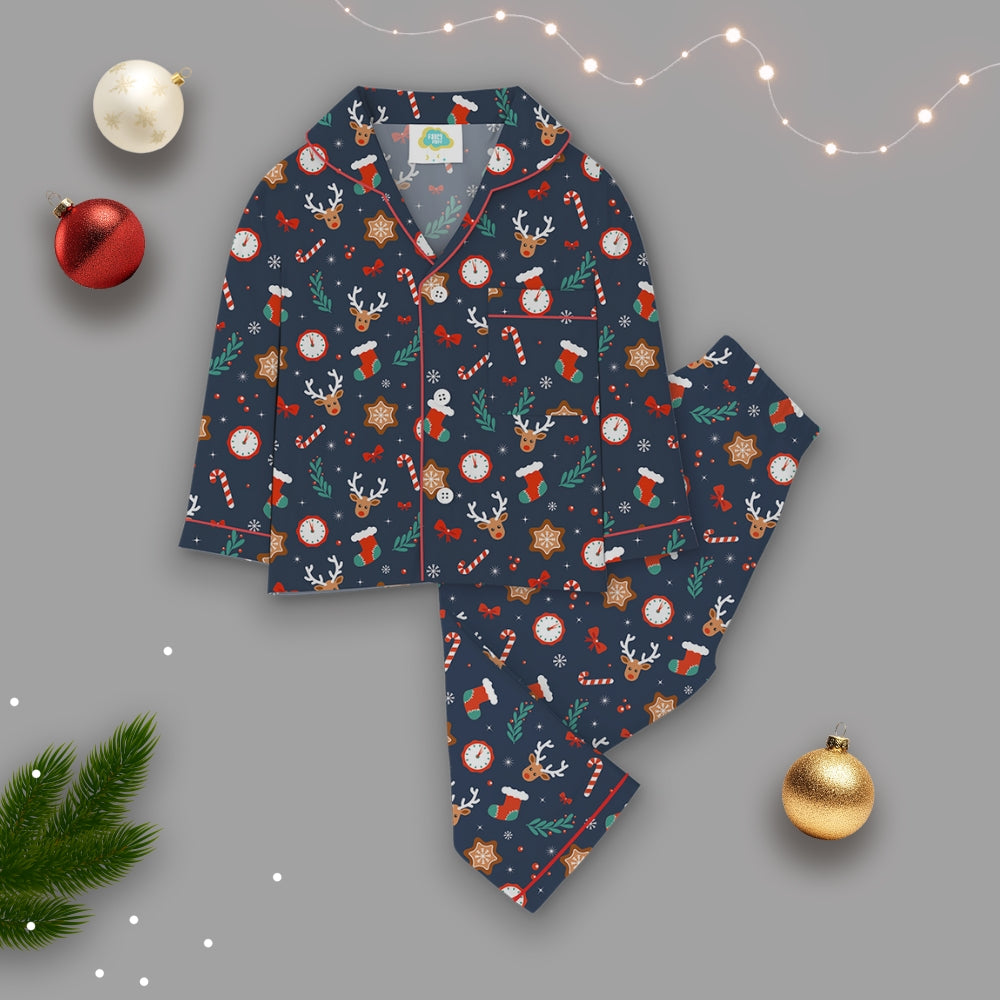 Fancy Fluff Christmas Cotton Night Suit - Santas Elf