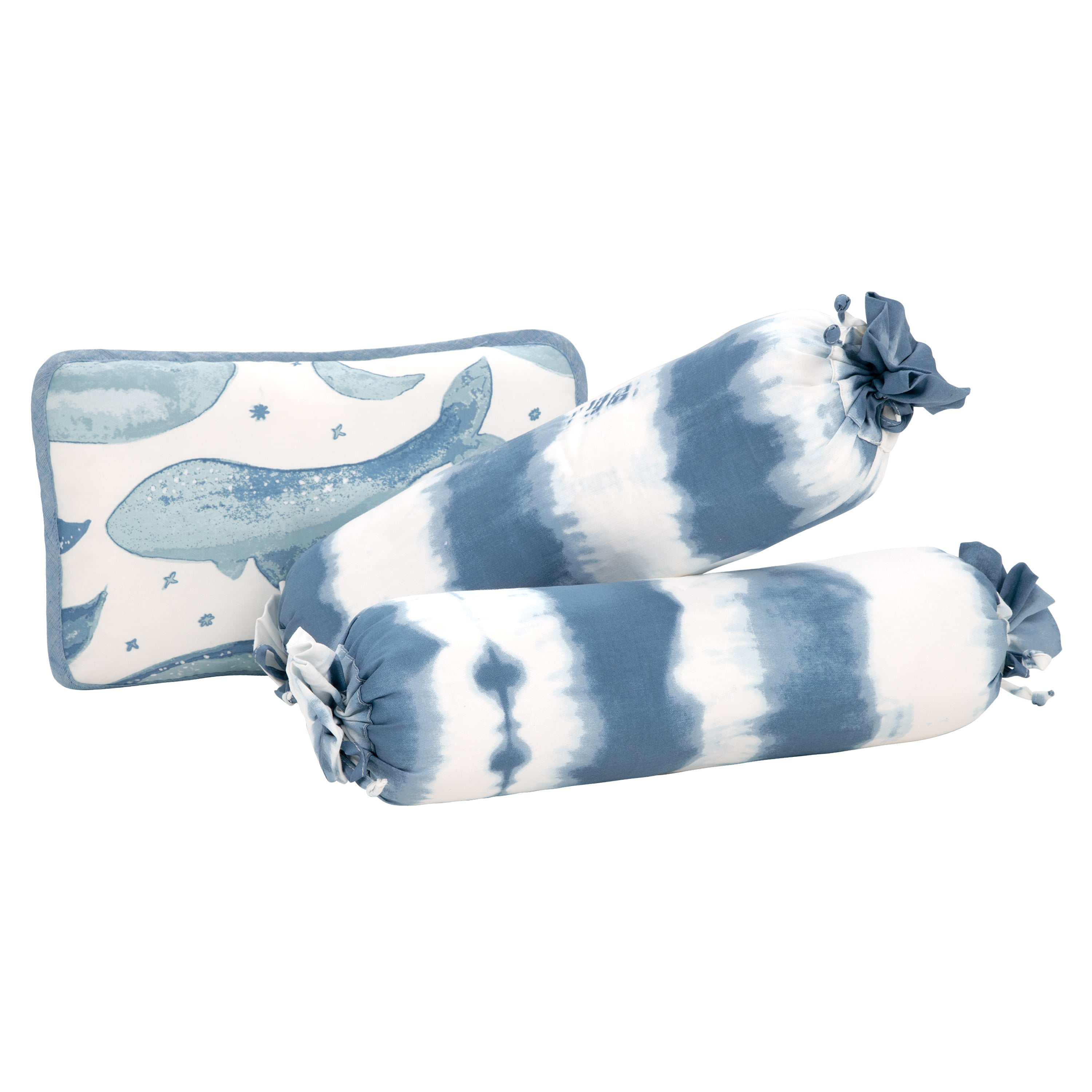 Crane Baby Pillow And Bolster Set Caspian Collection, Pack Of 3 - Blue