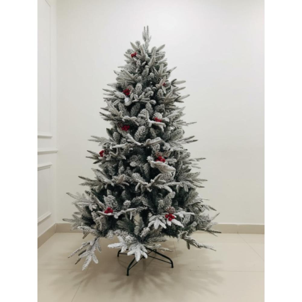 SWEN 6 feet NIVA Christmas Tree With Red Cherries, Pine Cones And Frosting