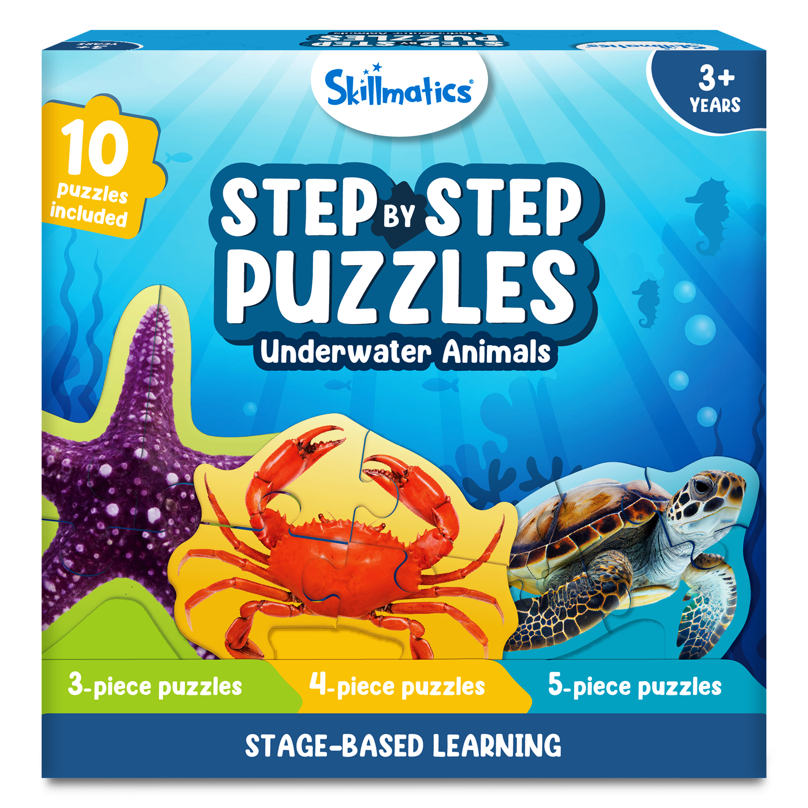 Skillmatics Step by Step Puzzle - 41 Piece Underwater Animal Jigsaw & Toddler Puzzles for Stage-Based Learning, Educational Montessori Toy Boy & Girl, Gifts for Kids Ages 3 and Up