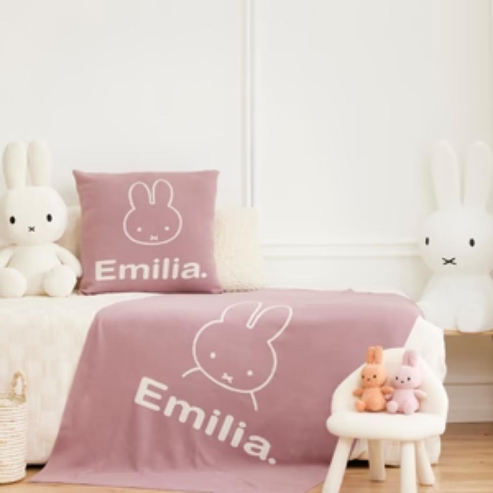 Miffy Name Blanket - Rose Bloom, Name: Oatmeal