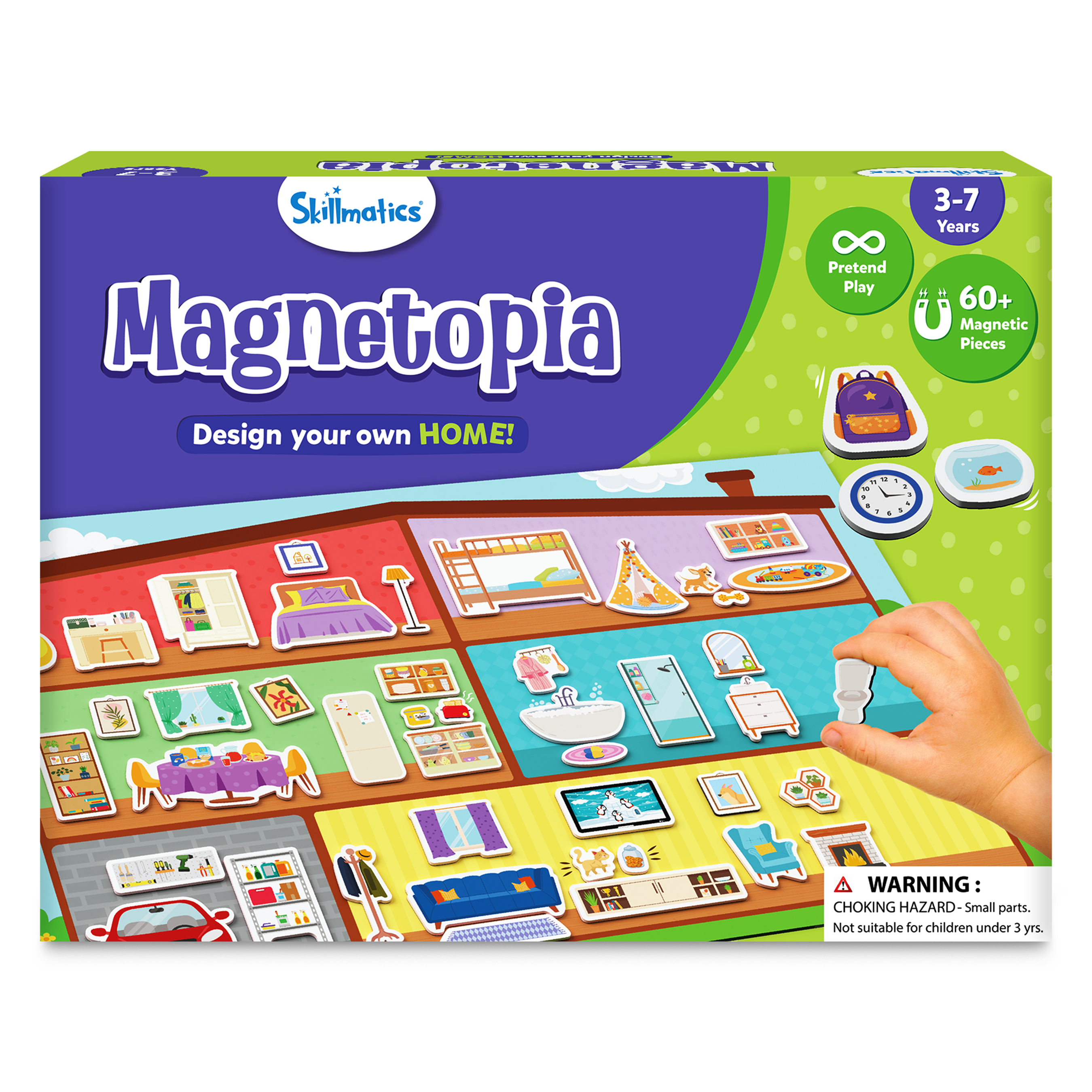 Skillmatics Creative Toy Magnetopia - Design Your Home, Interactive Pretend Play Set For Kids, Toddlers, 60+ Magnetic Pieces, Preschool Learning Game, Gifts for Girls & Boys Ages 3, 4, 5, 6, 7
