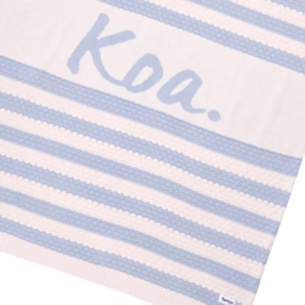 Bubble Stripe Name Blanket - Oatmeal; Name: Kentucky Blue Stripe: Kentucky Blue