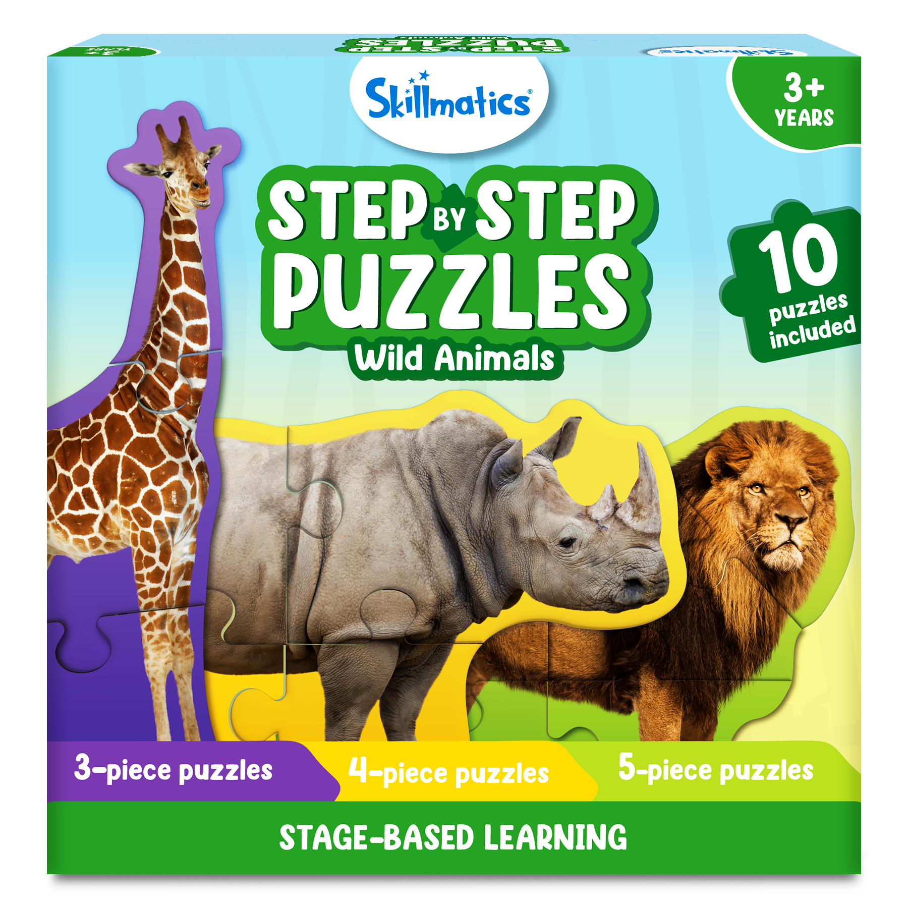 Skillmatics Step By Step Puzzle - 40 Piece Wild Animal Jigsaw Puzzle, Educational Toddler Toy, Stage-Based Learning, Gifts For Kids Ages 2 To 5