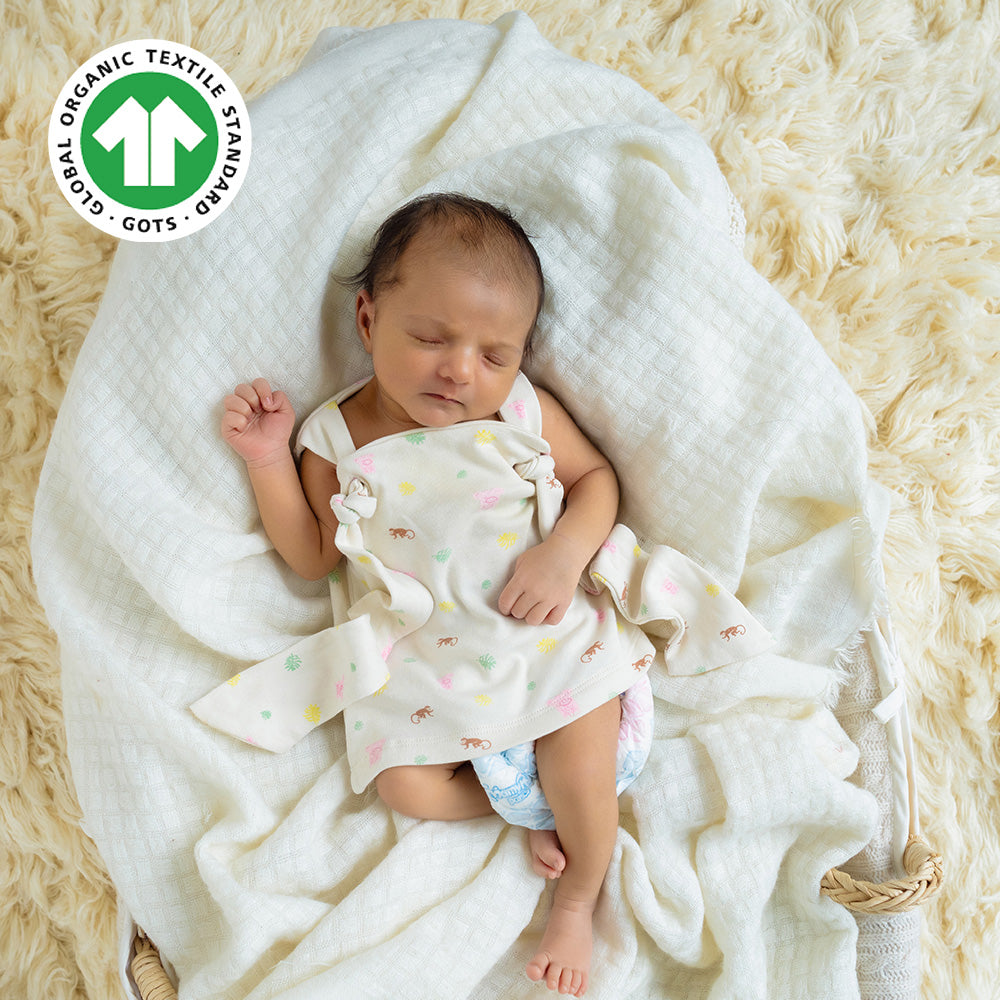 Greendigo 100% Organic Cotton Off White Sleeveless Top For Premature Baby Boys And Baby Girls