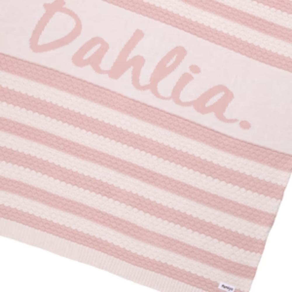 Bubble Stripe Name Blanket - Oatmeal; Name: Petal Stripe: Petal