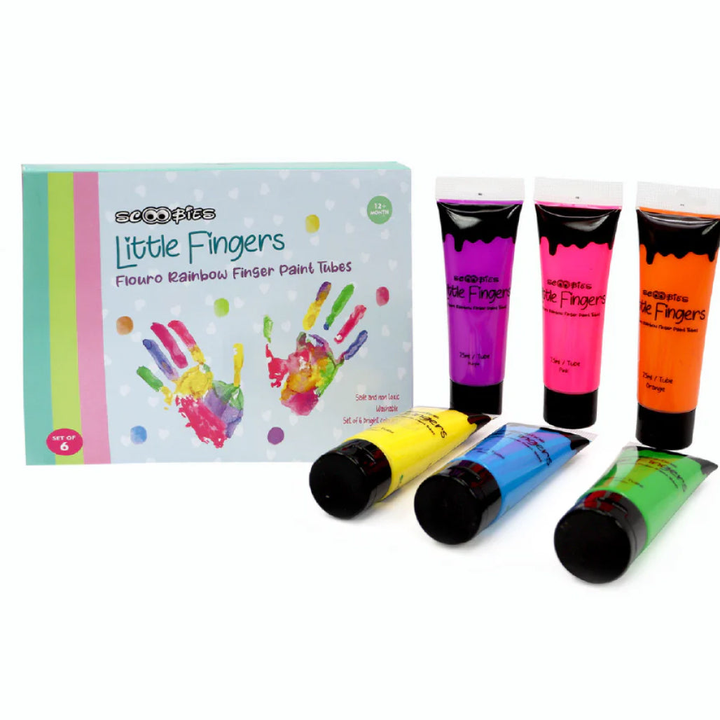 Little Fingers Flouro Rainbow Finger Paint Tubes(Set Of 6)
