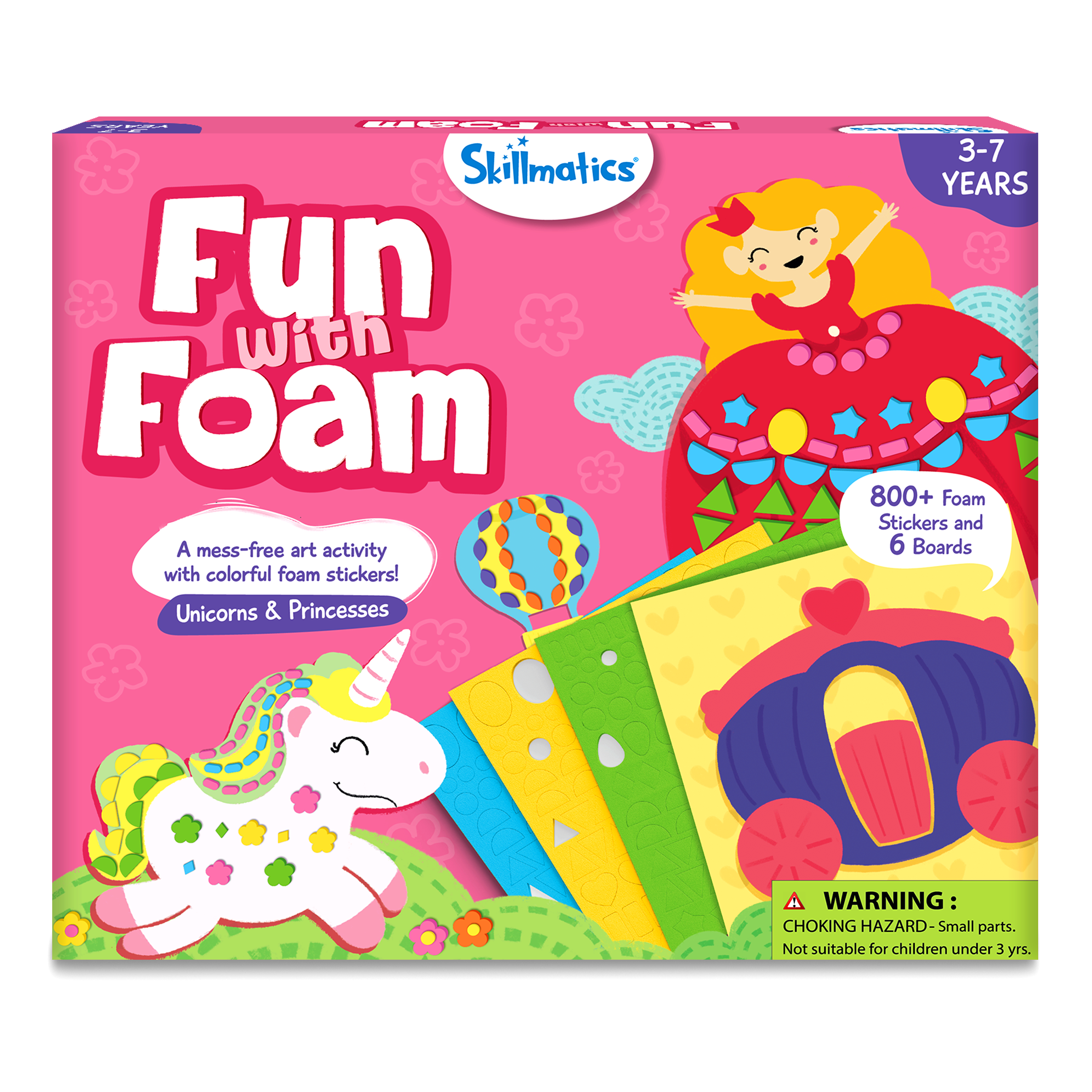 Skillmatics Art Activity - Fun With Foam, No Mess Sticker Art, 6 Unicorn & Princess Themed Pictures, Gifts For Ages 3 To 7