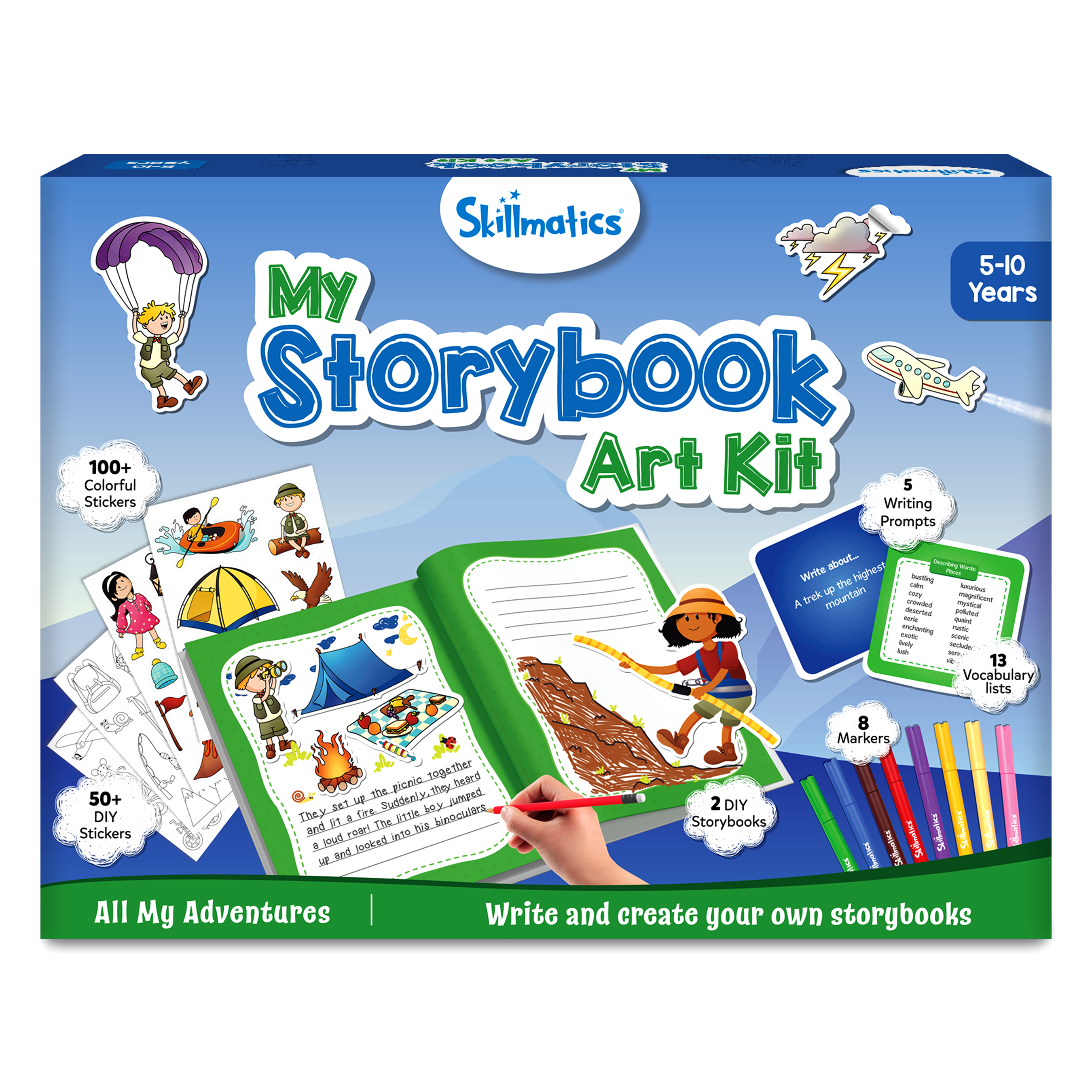 Skillmatics Storybook Art Kit - All My Adventures Art Kit for Kids, Write & Create Storybooks, Creative Activity for Boys & Girls, DIY Kit, 150+ Stickers, Gifts for Ages 5, 6, 7, 8, 9, 10