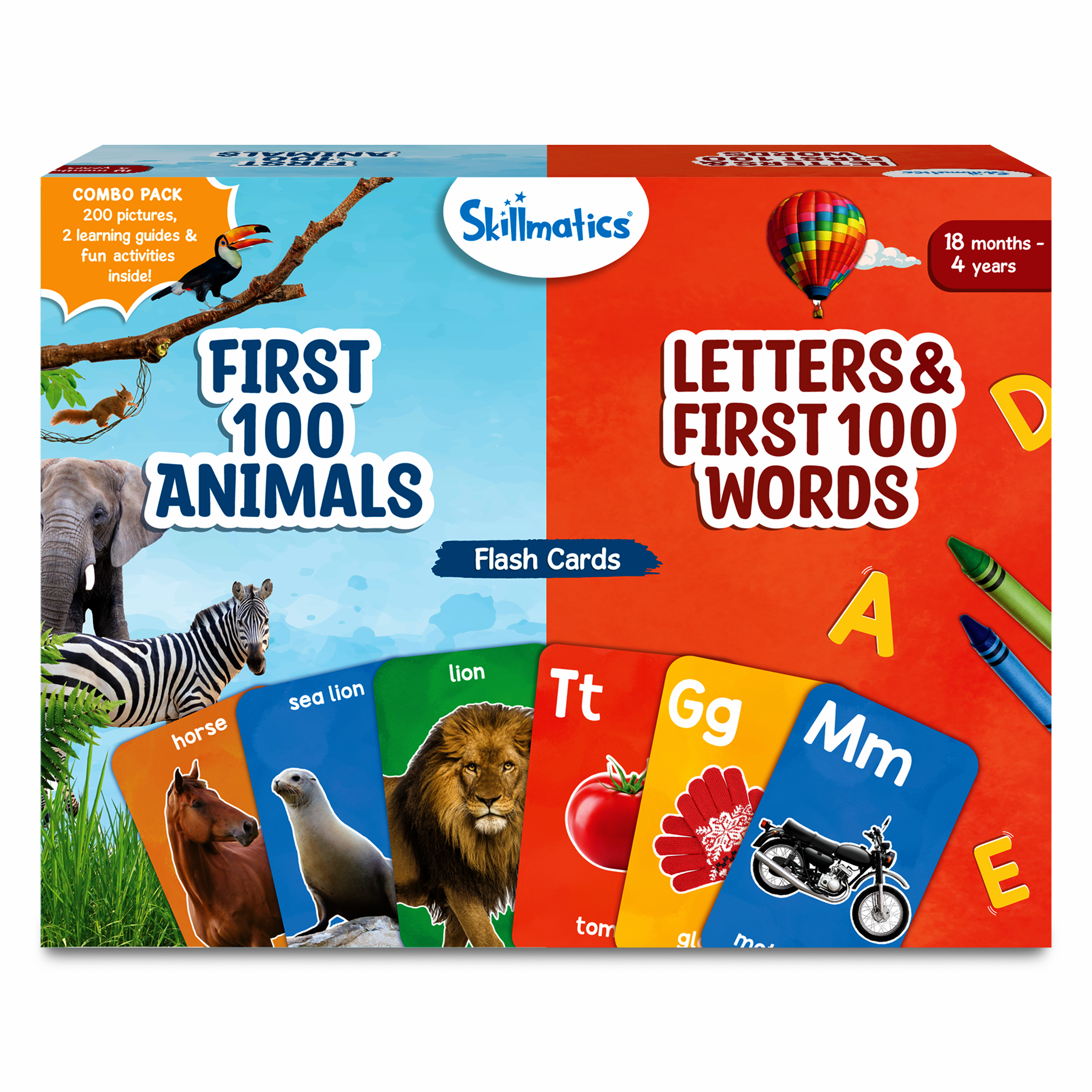 Skillmatics Thick Flash Cards Combo for Toddlers -Montessori Toys & Educational Games, Gifts, Preschool Learning Activities for Kids 1, 2, 3, 4 Years