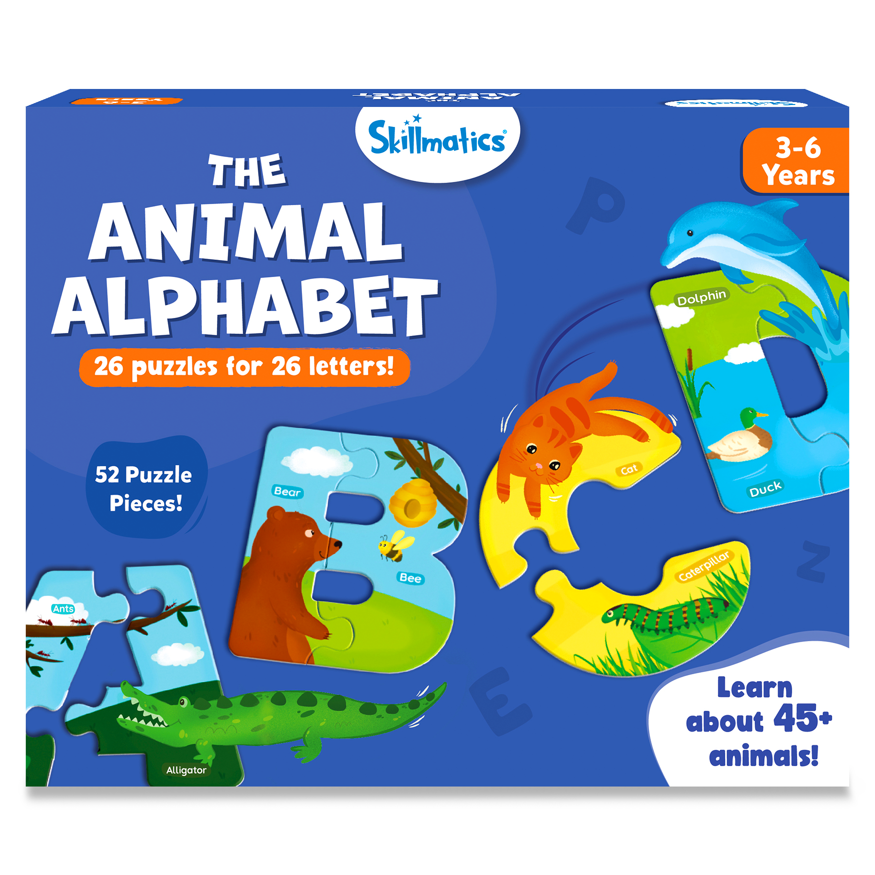 Skillmatics Puzzle : The Animal Alphabet | Fun & Educational 52 Piece Jigsaw Puzzle | Gifts for Ages 3 to 6