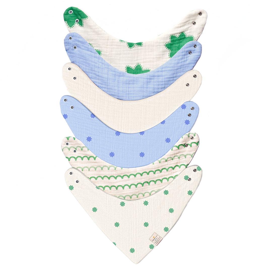 Bandana Bibs – 100% Organic Premium Muslin Cotton, Absorbent, Waterproof, Extra-Soft, Adjustable, Lightweight & Durable, Perfect for Newborns, Babies & Toddlers Ages 0-3, Pack of 2/3/6