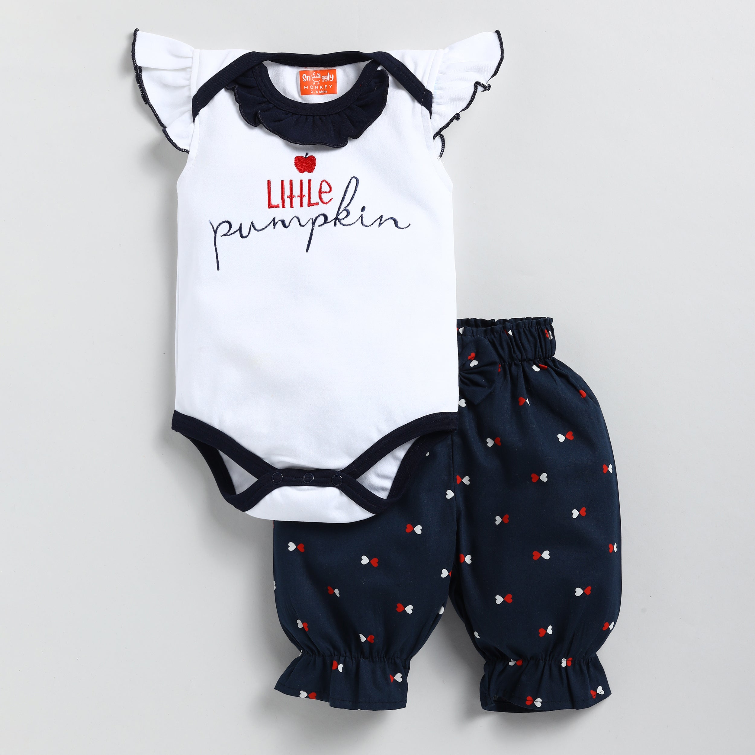 Snuggly Monkey Textile Pant With Chest Print Onesies (Little Pumpkin)